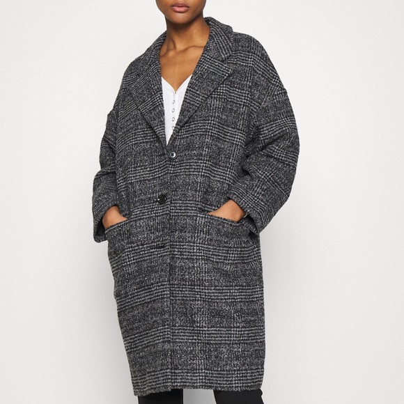New Levi’s Wool Plaid Design Cocoon Classic Relaxed Fit Coat - Picture 3 of 14